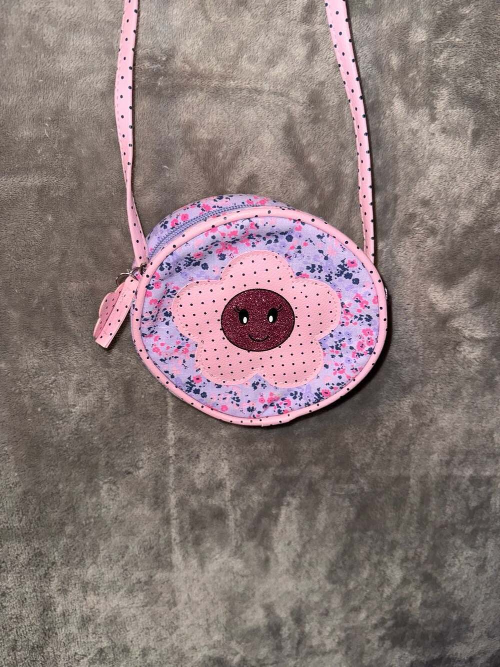 Laura Ashley Floral Smiley Face Round Crossbody Bag